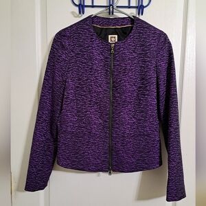 Anne Klein Purple and Black Zip-Up Blazer Size 4
